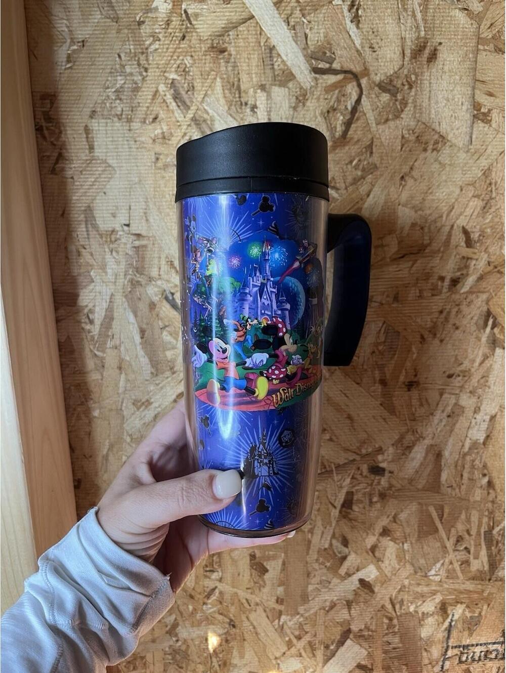 Walt Disney World Disney Parks Blue Tumbler Travel Coffee Mug Mickey Minnie 8"